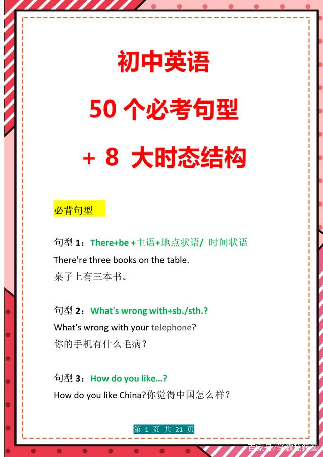 英语初学：中考状元：初中英语想考高分，将50个高频句型和8种时态烂熟于心插图(2)